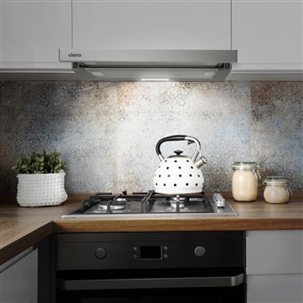 CIARRA Hotte Tiroir Téléscopique 60cm Classe A++ - 370m³/h - LED - Recyclage/Evacuation - Argent