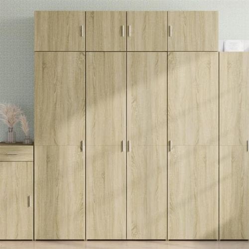 Non Communiqué Marron Vidaxl Buffet Haut Chêne Sonoma 80X42,5X185 Cm Bois D'ingénierie, Buffet, Armoire De Rangement, Panneau Latéral, Armoire, 3281436