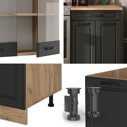 Vicco Cuisine Raul Cuisine intégrée Bloc de cuisine Cuisine équipée 240 cm blanc - Maison