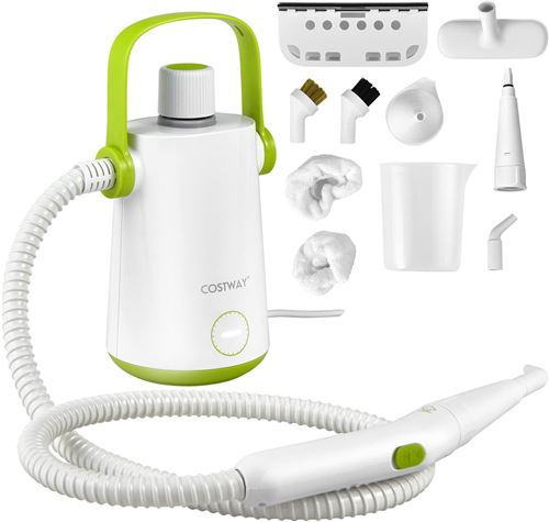 Costway Vert Costwaynettoyeur À Vapeur Portable Multifonctionnel 1000W Avec 10 Accessoires Pour Vêtements Vitres Pneus - Image 2