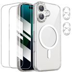 Coque pour iPhone 16 avec Anneau Magnétique + 2 Verres Trempés et 2 Protections Caméra Arrière - BOOLING