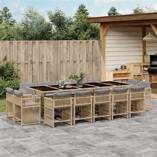 Non Communiqué Beige Vidaxl Salon De Jardin Avec Coussins 12 Pcs, Canapés De Patio, Ensemble De Meubles, Mobilier De Terrasse Extérieur, Noir 3260523