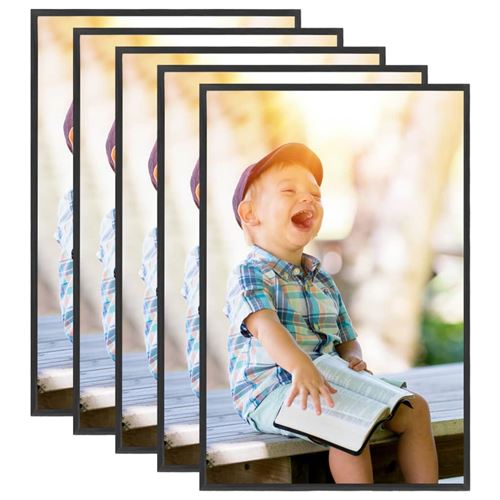 vidaXL Collage de cadres photo 5 pcs au mur table Noir 50x70 cm MDF