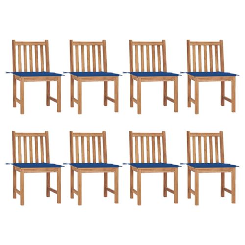 Non Communiqué Bois Chaises De Jardin Lot De 8 Avec Coussins De Teck Massif