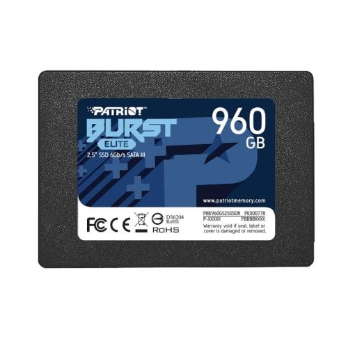 Disque Dur SSD Interne Patriot Memory Burst Elite PBE960GS25SSDR 960Go 2.5 SATA 450Mo/s Noir