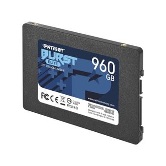Disque Dur SSD Interne Patriot Memory Burst Elite PBE960GS25SSDR 960Go 2.5  SATA 450Mo/s Noir - SSD internes