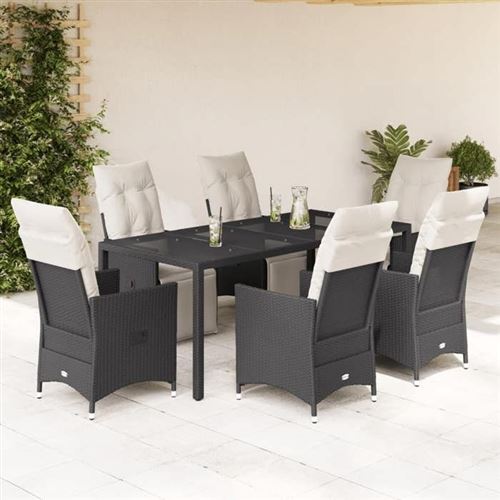 Vidaxl Noir Ensemble À Manger De Jardin 7 Pcs - Image 2