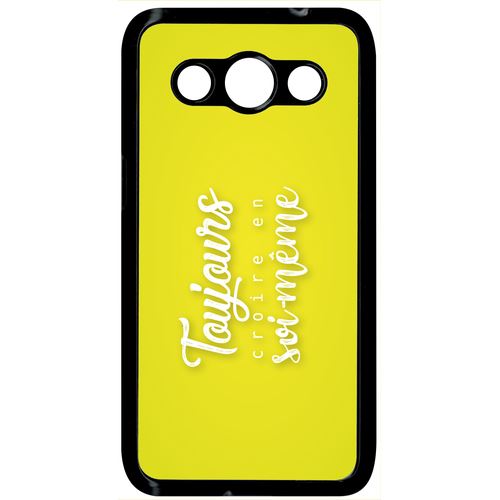 Coque samsung galaxy core max toujours croire en sois meme fond jaune