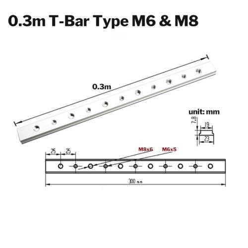 Jeu de glissières en T en alliage d'aluminium pour curseur en bois T-Track en T 300 mm + vis