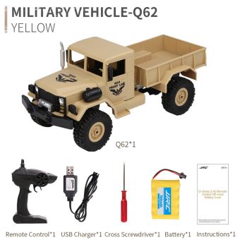JJRC Q62 RC 01h16 2.4G Télécommande 4 roues motrices sur chenilles hors route militaire camion voiture RTR - 1