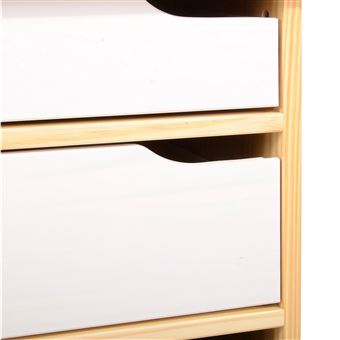 Bureau Hugo Avec Rangement 5 Tiroirs Style Scandinave En Pin Massif Vernis Naturel Et Lasure Blanc Achat Prix Fnac