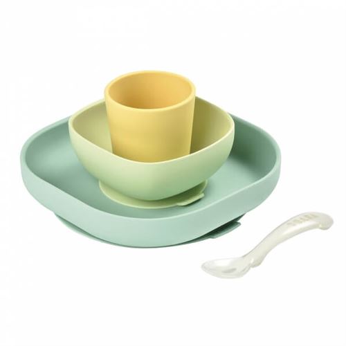 Beaba Yellow, Jaune Coffret Vaisselle 4 Pièces En Silicone Yellow
