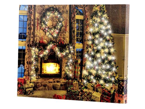 Tableau lumineux à LED lumière vacillante Magie de Noël 40 x 30 cm