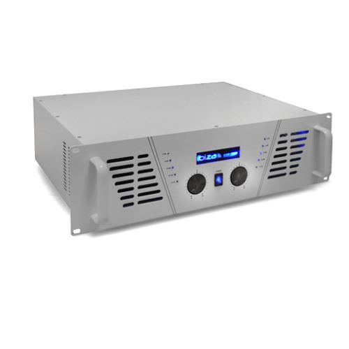 Ibiza AMP-1000 Ampli sono DJ PA avec transistor Mosfet - Rack 19 - 1600W - Blanc