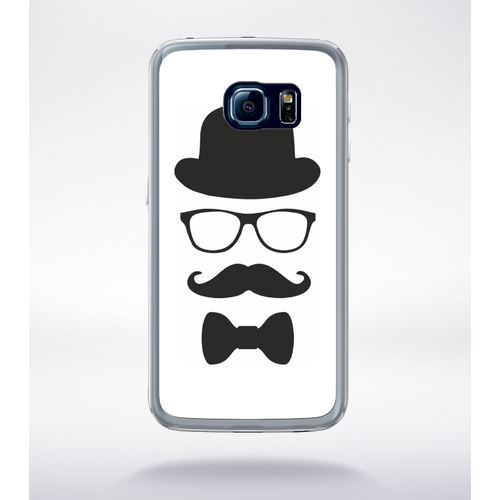 Coque Chapeau Moustache Compatible Samsung Galaxy S6 Edge Transparent