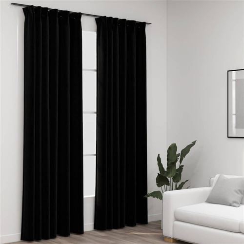 vidaXL Rideaux occultants aspect lin avec crochets 2pcs Noir 140x245cm
