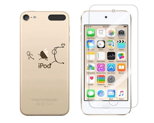 Novago Compatible avec iPod Touch 5, Touch 6 Coque Gel imprimée Solide résistante +1 Verre en Verre trempé Transparent résistant (Course poursuite)