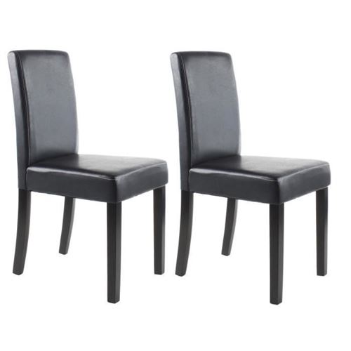 Clara Lot De 2 Chaises De Salle A Manger - Simili Noir - Classique - L 43 X P 45 Cm