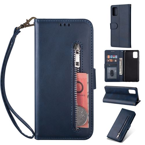Etui en PU poche zippée bleu pour votre Samsung Galaxy A41 (Global Version)