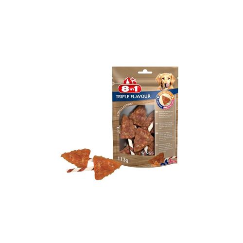 8in1 Triple Flavour Ailes A Macher Premium Aux Boeuf, Porc, Poulet - Pour Chien De Petite Taille - 6 Pieces