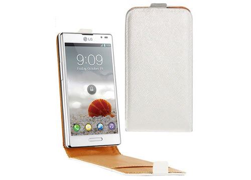 Etui Flip à rabat en cuir blanc LG Optimus L9