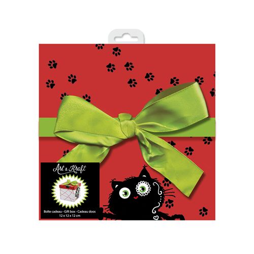 Boîte cadeau avec nœud - Motifs petit chat - Autres accessoires de