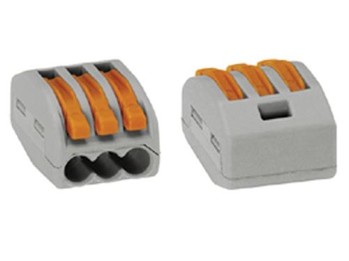 Borne de connexion 3 x 4mm² souples ou rigides (par 40)