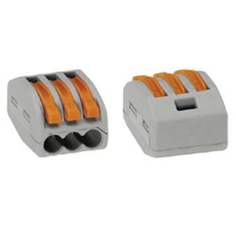 Borne pour boîte de dérivation CLASSIC avec leviers 2,50mm² gris 03 conducteurs - WAGO - 222-413 - 1
