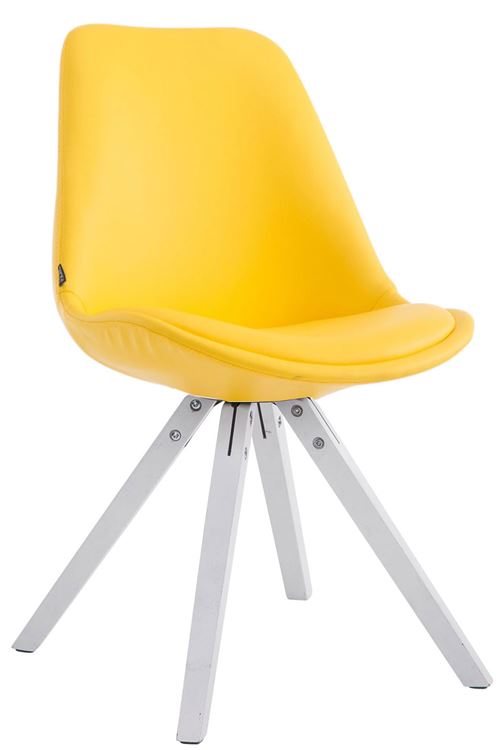 Chaise de salle à manger Laval pieds carrés en bois de chêne Blanc - Siège Jaune