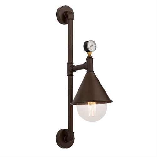 HOMEMANIA Lampe Murale Nevada - Applique - avec Manomètre - pour Séjour, Chambre - Marron en Métal, 61 x 61 x 16 cm, 1 x E27, 40 W