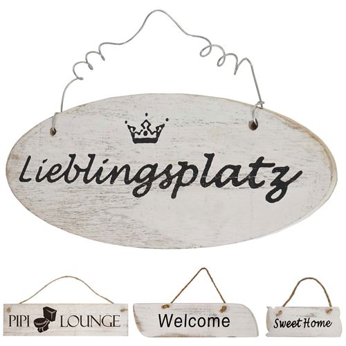 4x tableau de décoration murale avec écriture style shabby blanc