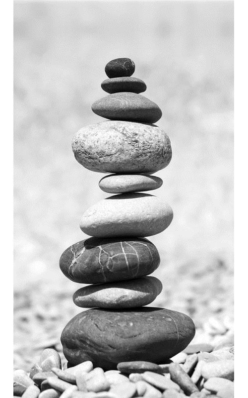 Stones, rideau imprimé pierres empilées façon zen 140x245 cm, 1 part