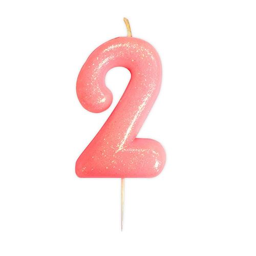 bougie rose pailletté chiffre 2