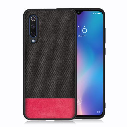 Housse étui Coque en toile pour Xiaomi Mi CC9 - Noir/Rouge -4290
