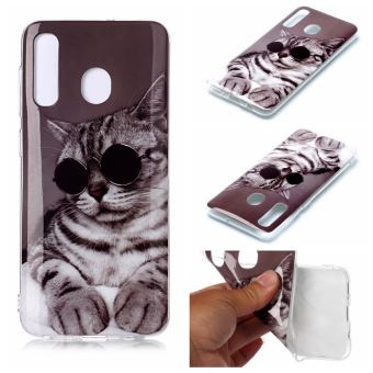 Coque En Tpu Verre Trempe Impression De Modele Chat Portant Des Lunettes Pour Votre Samsung Galaxy 0 A30 Etui Pour Telephone Mobile Achat Prix Fnac