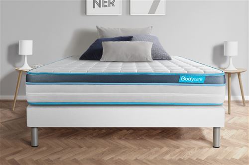 Ensemble 180x200 matelas BodyFit a memoire de forme + sommier kit blanc