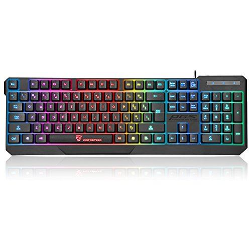 Motospeed K70 Clavier de Bureau Clavier de Jeu Gaming Clavier Rétro-Éclairage Multi-Couleurs USB Câblé Noir