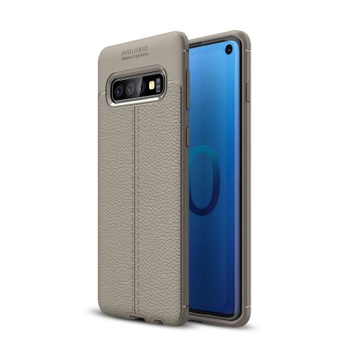 Coque en TPU litchi gris pour votre Samsung Galaxy S10