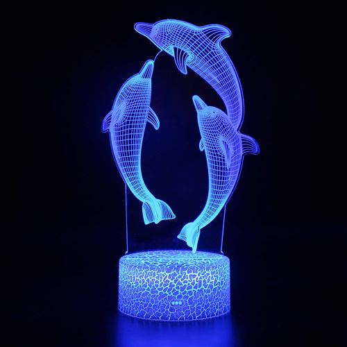 Stack Lampe 3D Tactile Veilleuses Enfant 7 Couleurs Avec Telecommande - Dauphin #869