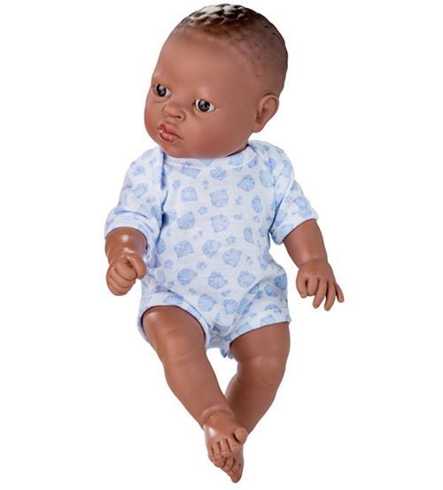 Berjuan bébé poupée Nouveau-né filles 30 cm vinyle/textile blanc/bleu