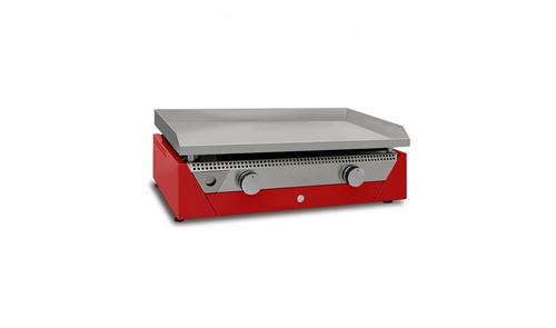 Plancha éléctrique Rainbow - 70 x 40 cm - Jusqu'à 10 personnes - 6600W - Plaque acier laminé au carbone - Rouge