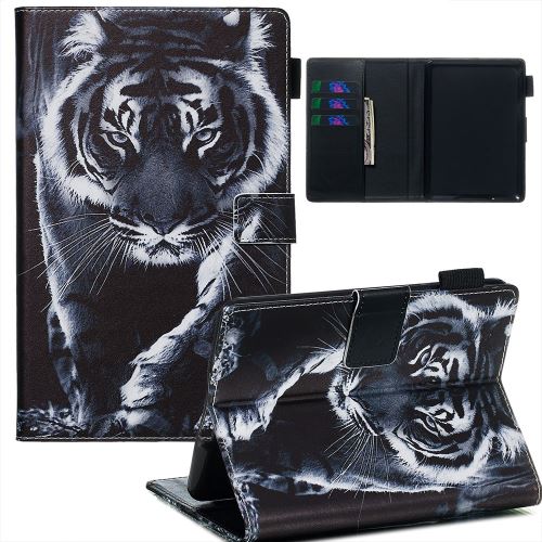 Etui en PU impression de modèle avec support et boucle de stylet tigre pour votre Amazon Kindle Paperwhite 4 (2018)/3/2/1 (2015)