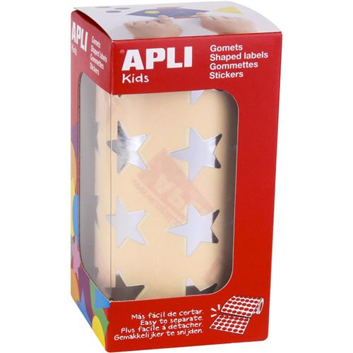 Apli Agipa Argent Gommettes - Etoiles - Autocollante - Rouleau De 1416 Gommettes - Apli Kids