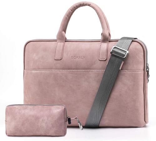 BOTRE Homme Femme Sacoche Sac à Bandoulière Sac à Main Housse Serviette pour Ordinateur Portable(13-15.6pouces) Tablette (15.6pouces, Rose)