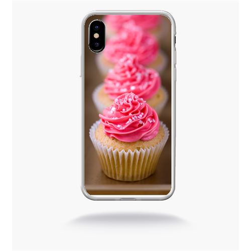Coque quatre petits cupcakes compatible apple iphone x bord transparent