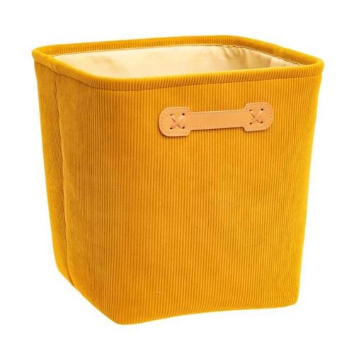 Boîte de Rangement Velours Côtelé 31x31cm Jaune