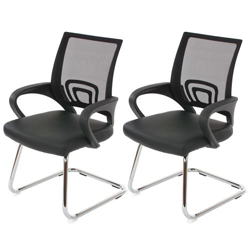 Lot de 2 chaises de conférence / chaise visiteurs Ancona, simili-cuir, noir