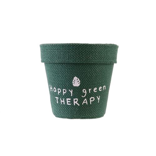 Cache pot en jute plastifié Little Garden - Diam. 9 cm - Vert foncé