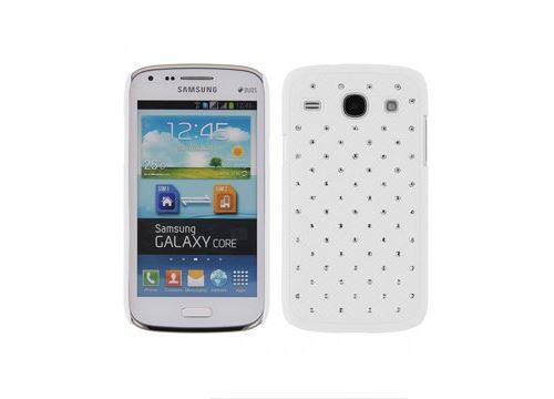 Coque rigide avec strass coloris Blanc Galaxy Core i8260
