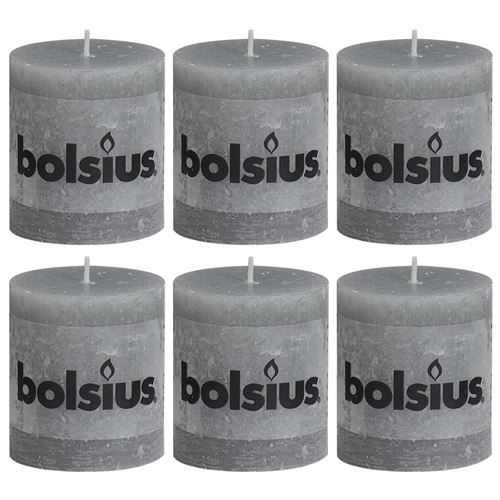 Bolsius Bougies pilier rustiques 6 pcs 80 x 68 mm Gris clair
